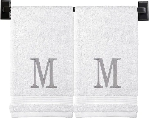 Vista 57 de Toallas de mano con monograma para baño Juego de 2 Toallas turcas genuinas Elige toalla e hilo A - Z Toallas con monograma con fuente