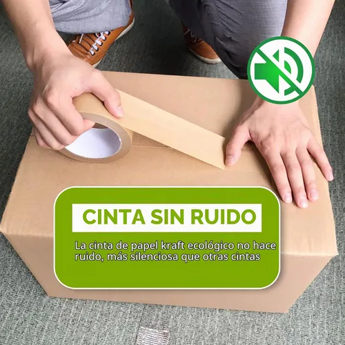 Vista 4 de TAPEBEAR Cinta de papel kraft ecológica, cinta de papel kraft biodegradable, cinta de embalaje writable reciclable, superficie sin revestimiento