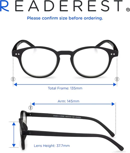 Vista 5 de Readerest Round Blue Light Reading Glasses - Computer Glasses w/Spring Hinges - UV Protection, Anti Glare & Eye Strain