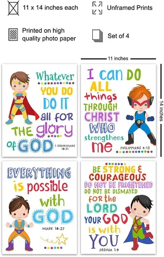 Vista 2 de Arte de pared inspiradora de Jesucristo GRANDE 11x14 - Regalos cristianos para niños - Decoración de pared con escritura "Jesús me ama" para niños