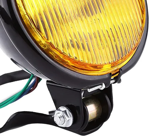 Vista 7 de Keenso - Faro delantero redondo de 5 pulgadas para motocicleta, 12 V, universal, retro, para motocicleta, faros delanteros (lente ámbar)