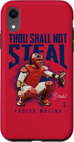 Vista 25 de Yadier Molina - Carcasa para iPhone 17, diseño de "Thou Shall Not Steal