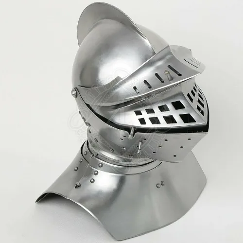 Vista 5 de ANTIQUECOLLECTION Torneo Medieval Margrave Cerrar Casco Plata, plateado