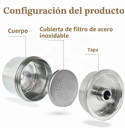 Vista 4 de Cápsulas de café inoxidables reutilizables para illy/Nespresso Cafetera Reutilizable de acero inoxidable Cápsulas de café Plateado
