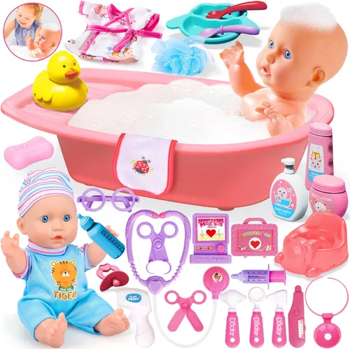 Vista 10 de Baby Doll Toys Set, 24PCS Dolls Care Toy Playset for Girls 3-8 Pretend Play
