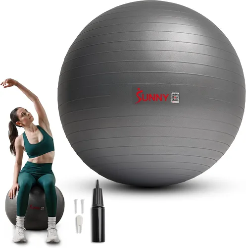 Vista 9 de Sunny Health & Fitness Pelota de ejercicio antiestallidos de alta calidad para fuerza central, yoga, pilates, barra, terapia física, equilibrio