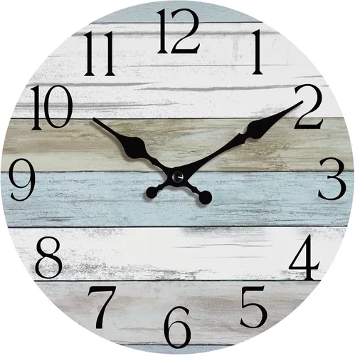 Vista 19 de Reloj de pared de 8 pulgadas, reloj analógico silencioso con pilas A-azul Blanco Marrón
