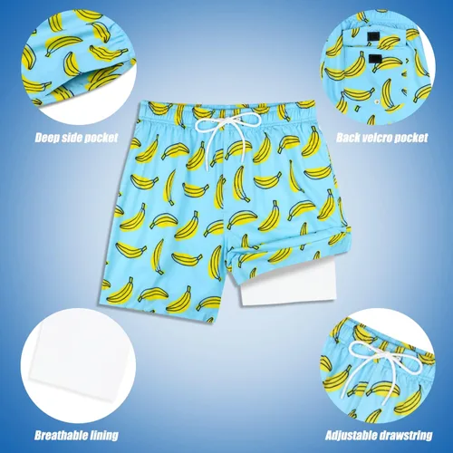 Vista 9 de QRANSS Traje de baño para hombre con forro de compresión de secado rápido de 5.5 pulgadas con forro tipo bóxer