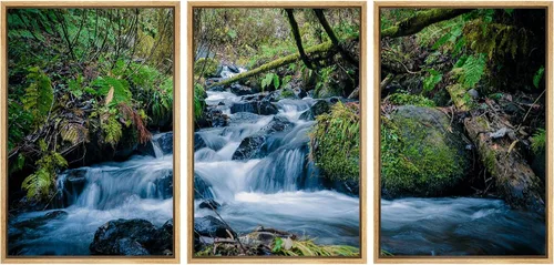 Vista 41 de SIGNWIN Lienzo enmarcado para pared, juego de decoración de guardería de bosques, niebla y niebla sobre bosque de montaña oscura, naturaleza, arte