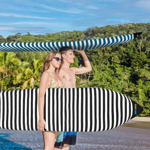 Vista 5 de SUN CUBE Funda para calcetín para tabla de surf, bolsa protectora para tabla de surf, ligera, elástica, para longboard, híbrido, tabla corta