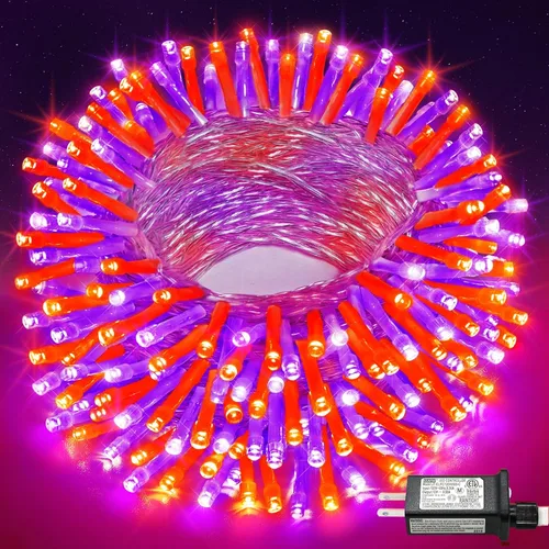 Vista 13 de Tira de 200 luces LED de 66 pies para exteriores, luces de Navidad conectables para interiores, cable transparente, impermeable, 8 modos de luces
