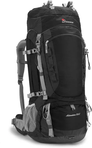 Vista 10 de MOUNTAINTOP Mochila de marco interno de 80L para hombre y mujer Mochila de senderismo con cubierta de lluvia Granate-80l