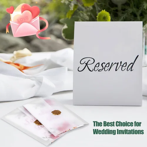 Vista 4 de 200 chaquetas de vellum preplegadas para invitaciones de boda translúcidas de 5 x 7 pulgadas, papel de calco, invitación de papel de vitela plegado