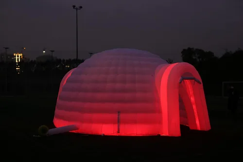 Vista 3 de Tienda de campaña inflable de 16.5 pies de diámetro con soplador de aire, tienda de campaña de cúpula para exteriores, club nocturno, fiesta, tienda