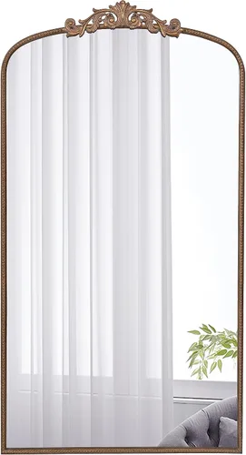 Vista 9 de A&B Home - Espejo de cuerpo completo, 66 x 36 pulgadas, espejo grande negro con marco de metal, espejo arqueado para colgar o apoyarse contra