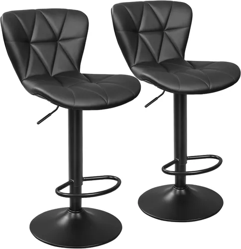 Vista 11 de ERGOSEAT Juego de 2 taburetes de bar de altura de mostrador de 24 pulgadas Parte trasera de metal - Negro