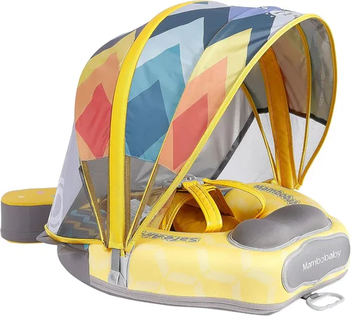Vista 18 de Mambobaby Flotador Mejorado Añadir Cola Flotador para Bebé con Toldo para Anillo de Natación de Cintura Infantil Entrenador de Natación Flotadores