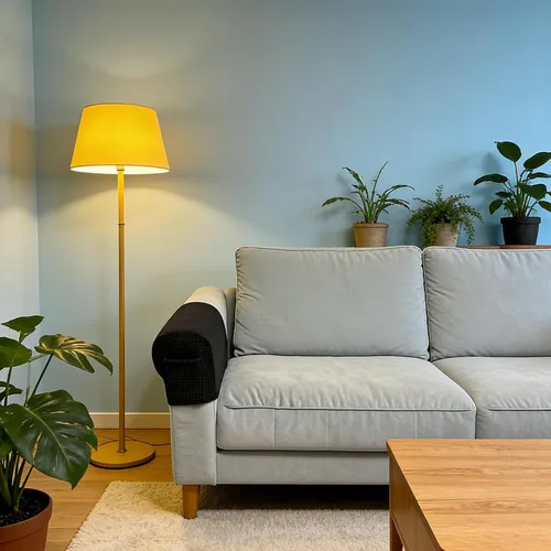 Vista 2 de Juego de 2 fundas elásticas para brazos de sofá con bolsillo, fundas extraíbles antideslizantes para reposabrazos para sillón reclinable y sillones