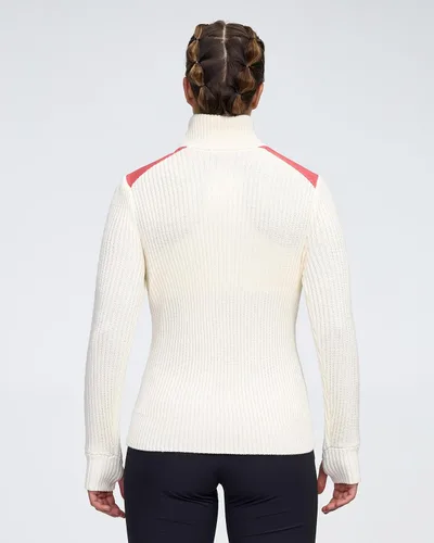Vista 4 de B DÆHLIE Daehlie - Suéter cómodo con media cremallera para mujer, sudadera con aislamiento de mezcla de lana
