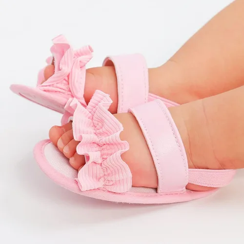 Vista 2 de Sandalias de verano para bebés, niños y niñas, para fiesta, boda, vestido de boda, zapatos planos para recién nacidos, zapatos de cuna para primeros