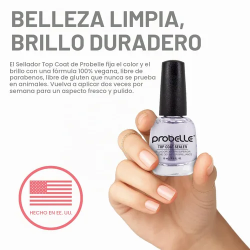 Vista 5 de Probelle Sellador de capa superior, capa superior de esmalte de uñas de secado rápido, acabado de uñas brillante de alto brillo