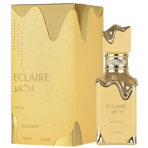 Vista 2 de Lattafa Éclair Banoffi – Gourmand, dulce, afrutado, almizclado – Perfume en aerosol de larga duración para mujer, 3.4 onzas / 100 ml