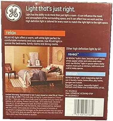 Vista 2 de GE Relax - Bombilla LED de repuesto de luz blanca suave y cómoda de 40 W (paquete de 6)
