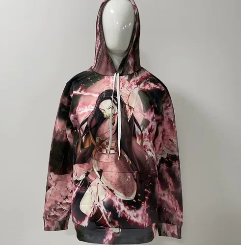 Vista 4 de Kamado Nezuko Rengoku - Sudadera con capucha de anime para mujeres y hombres