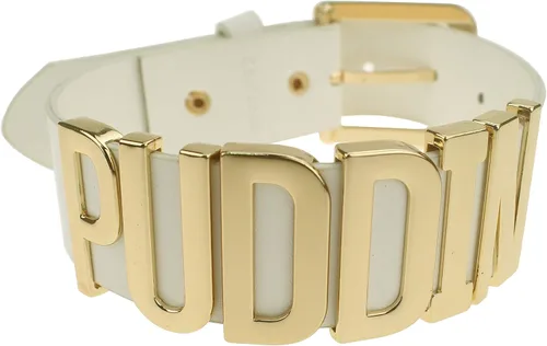 Vista 5 de Coolcoco Collar de gargantilla de Puddin dorado ajustable con letra blanca para cosplay (aproximadamente 1.2 pulgadas de ancho)