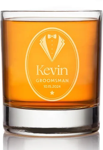 Vista 14 de D1 - Vaso de whisky personalizado para padrinos de boda, recuerdos de despedida de soltero personalizados y regalos para el mejor hombre