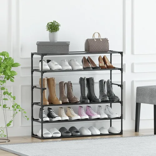Vista 10 de TY ARTS & CULTURE Organizador de zapatos de 4 niveles, tubos de metal resistentes y tela no tejida duradera, estante alto para zapatos que ahorra