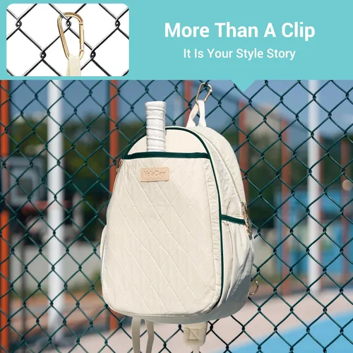 Vista 5 de Bolsa de pickleball para mujer, acolchada y elegante, correa de hombro ajustable, 2 compartimentos de almacenamiento para remos, bolas, zapatos
