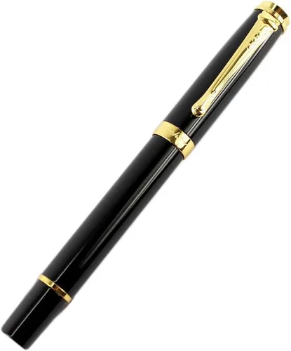 Vista 2 de Gullor Pluma estilográfica 500 de punta mediana negra con clip dorado