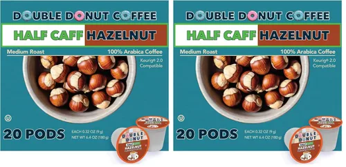 Vista 29 de Double Donut Coffee Cápsulas de Café Half Caff, Cápsulas de Café de Media Cafeína de Porción Individual para Cafeteras Keurig K Cup, Tostado Medio