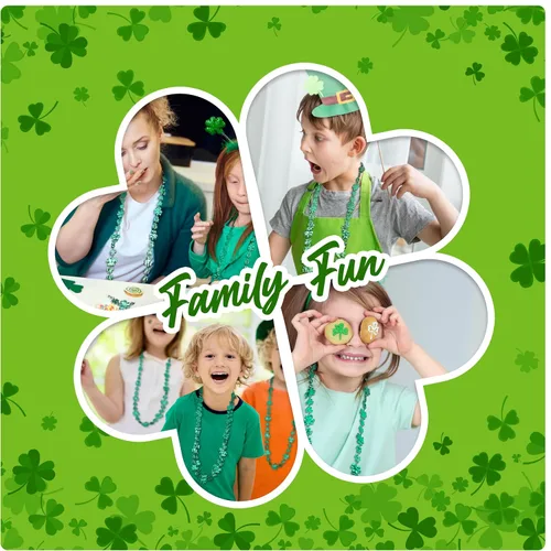 Vista 5 de Windy City Novelties 33" 12mm Shamrock Bead Necklaces for St Patricks Day & Mardi Gras