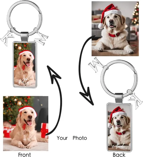 Vista 2 de Easycosy Llavero personalizado con texto de imagen, llavero grabado personalizado, regalos de fotos personalizados para hombres, mujeres y familia