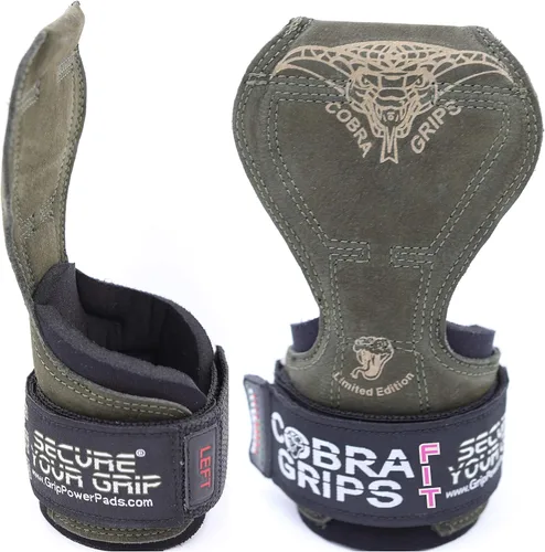 Vista 20 de Cobra Grips Weight Lifting Gloves with Adjustable Neoprene Padded Wrist Wraps - Heavy Duty Alternative to Power Lifting Hooks for Deadlifts Una goma