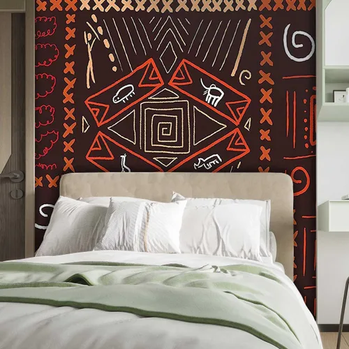 Vista 2 de Despegar y pegar papel tapiz de decoración tribal papel decorativo para sala de estar protege la superficie (W) 98.4 pulgadas X (H) 91 pulgadas
