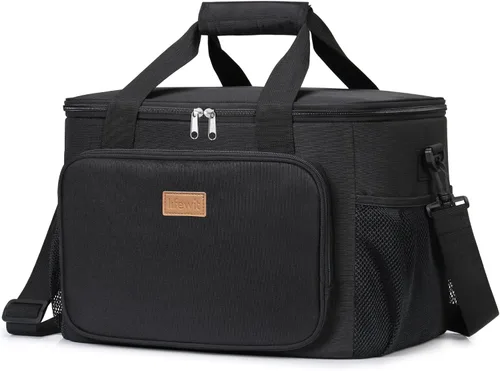 Vista 34 de Lifewit Lonchera mediana aislada, suave y refrigerante, para adultos, hombres y mujeres, color negro, 12 latas (9L)