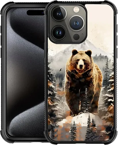 Vista 855 de Funda compatible con iPhone 15, diseño de elefantes africanos, diseño increíble a prueba de golpes, antiarañazos, carcasa trasera de policarbonato