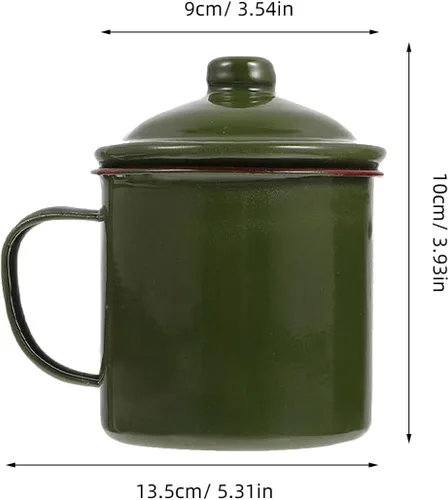 Vista 9 de jojofuny 2 tazas esmaltadas con tapa, versátiles tazas de café y jugo para acampar al aire libre, senderismo y uso doméstico, ocasiones ligeras
