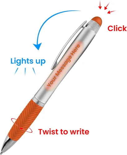 Vista 6 de Bolígrafos personalizados, paquete de 80 grabados láser sin granel, bolígrafo de 3 pulgadas, lápiz óptico y área personalizada con luz, nombre