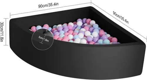 Vista 2 de Bola Pit Memory Foam Pit Soft Pool Fan-Shape Soft Equipment para niños pequeños - Negro (bolas no incluidas)