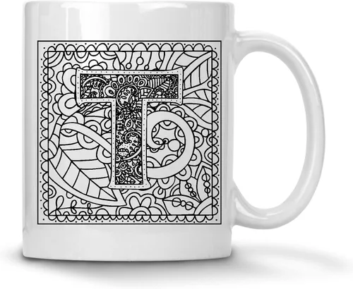 Vista 17 de Alankathy Mugs Taza de café monograma, 11 oz, color blanco (A)