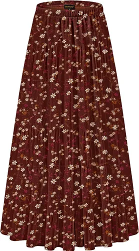 Vista 44 de NASHALYLY - Faldas largas de gasa, acampanadas, plisadas, con cintura alta y elástica para mujer Albaricoque Rosa Floral