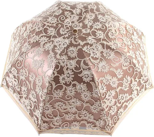 Vista 8 de Orgrimmar Sombrilla de encaje para mujer, protección anti-UV, UPF 50+, paraguas plegable ligero y portátil (negro)