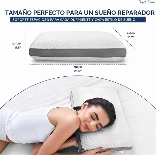 Vista 7 de Almohada de espuma viscoelástica Perfect Cloud, diseño refrescante, loft ajustable Dual Temperature Pillow With Breathable Design For Back, Side &