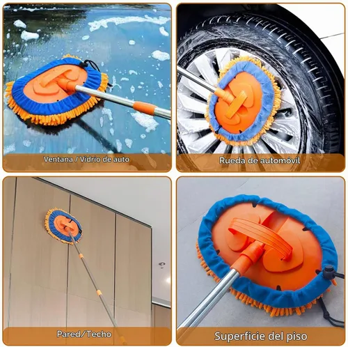 Vista 5 de Plumero de pared de alto alcance de 20 pies – Mopa de pared de microfibra de felpilla con poste empalmable de 3 a 14 pies Limpiador de pared