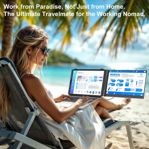 Vista 5 de Teamgee Extensor de pantalla para portátil de 14 pulgadas, monitor portátil FHD 1080P, segunda pantalla ultrafina y ligera para viajes, trabajo