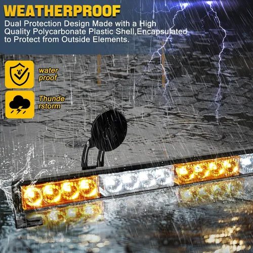 Vista 5 de 29D6-TT, Blanco/Ámbar 13 Flash Patterns,Pattern Memory,Waterproof(Non-submersible),12V Fit,Suction Mount,Fits Emergency & Construction Vehicles